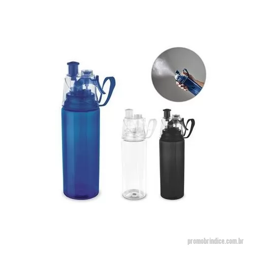 Squeeze plástico personalizado - Squeeze. PS e ABS. Com borrifador de água. Capacidade até 600 ml. Food grade. Caixa branca 94657 vendida opcionalmente. ø66 x 250 mm