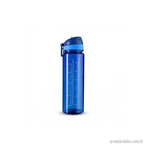 Squeeze plástico personalizado - Squeeze feito em plástico AS livre de BPA, capacidade máxima e marcação de volume de até 700ml. Possui tampa rosqueável em polipropileno PP com bico flip em poliestireno PS , anel de vedação em silicone, canudo removível e alça fixa para transporte. 