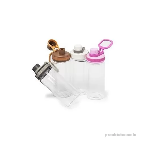 Squeeze plástico personalizado - Squeeze plástico com capacidade de 500 ml. Possui tampa rosqueável com tampa protetora para bocal e alça para transporte. Altura : 19,3 cm Largura : 7 cm Circunferência : 22,2cm Peso aproximado g : 98