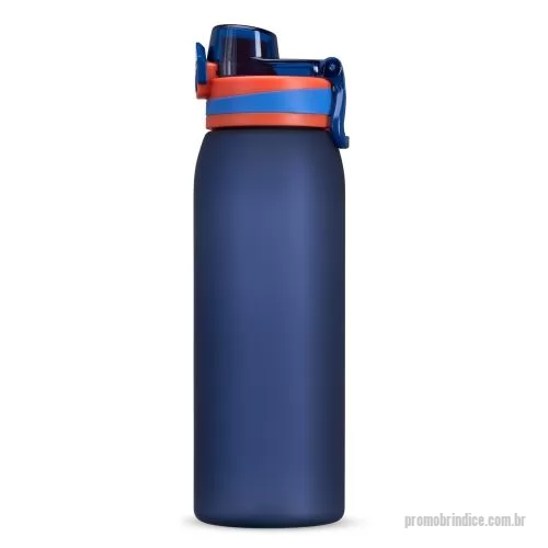 Squeeze plástico personalizado - Squeeze plástico com capacidade de 900ml. Possui tampa rosqueável com tampa protetora para bocal, trava de segurança com botão de acionamento e alça para transporte. Pintura fosca.