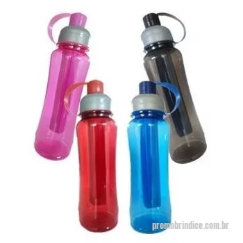 Squeeze plástico personalizado - Squeeze plástico 600ml ice bar. Squeeze colorido acinturado com detalhe retangular texturizado nas laterais, possui tampa cinza com detalhe ondulado ao redor e tampa com alça para o bico. Parte interna possui uma barra congelante(desencaixe a barra da tampa), encha a barra e coloque no congelador/freezer para gelar e depois e só colocar novamente no squeeze.