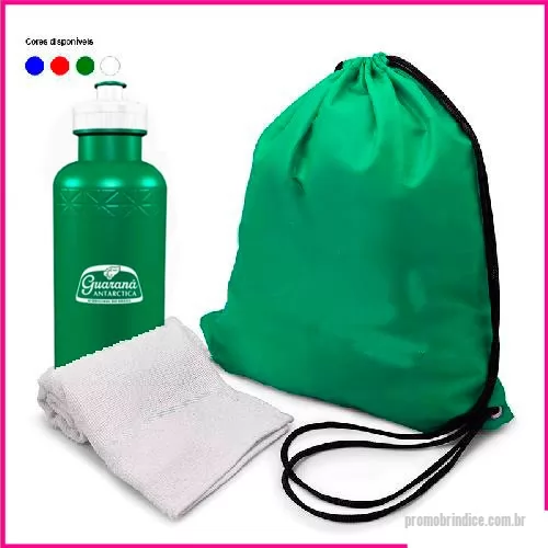 Squeeze plástico personalizado - Squeeze + Mochila Saco + Toalha Corporativa