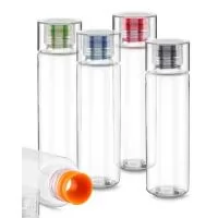 Squeeze transparente com capacidade de 500 ml personalizada. Elegante, com detalhes em silicone, resistente e com ótimo acabamento esse brinde possui bom espaço para promover e divulgar a sua marca