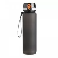 Squeeze plástica de 1 litro com tampa de acionamento automático e trava de segurança. Acompanha cordão de nylon.
