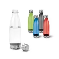 Squeeze em AS, com tampa e base em aço inox. Capacidade até 700 mL. Caixa branca 94670 vendida opcionalmente. Certificação EU Food Grade. ø74 x 265 mm