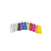 Descrição: Squeeze dobrável de plástico com 480ml. Squeeze colorido acinturado com mosquetão superior de acordo com a cor do squeeze, possui tampa de bico texturizada e protetor plástico para o bico com alça . Altura : 26 cm Largura : 12,6 cm Peso ap