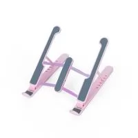Suporte retrátil para notebook com ângulos reguláveis. Com “esteiras” de silicone antideslizantes, o suporte contém seis posições para regulagem que se adaptam conforme a necessidade do usuário, promovendo um maior conforto e aperfeiçoando a ergonomia durante sua utilização. Sua estrutura de corte aberto torna a circulação de ar excepcional, acelerando o resfriamento do notebook e proporcionando uma dissipação de calor ideal ao eletrônico.