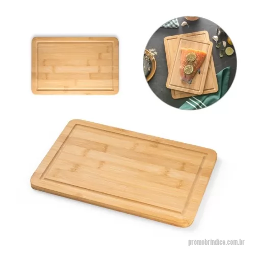 Tábua para carne de madeira personalizada - Tábua de corte em bambu.   A cor e o resultado da impressão nos materiais naturais pode variar entre produtos. 300 x 200 x 12 mm