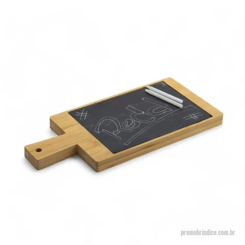 Tábua para carne de madeira personalizada - Tábua de Bambu com Ardósia Personalizada