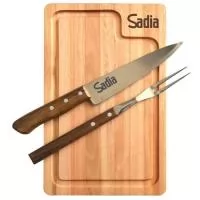 Tábua churrasco eucalipto, faca 7  e garfo trinchante. Gravação da logo a laser na faca e na tábua. Um presente tradicional. útil e durável, garantindo a visibilidade da sua marca por muitos e muitos anos. Despachamos com frete pago para todo o Brasil.