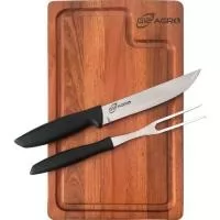 Neste Dia dos Pais, que tal presentear com um presente para toda a vida. Kit churrasco com faca e garfo Tramontina mais tábua de eucalipto em caixa para presente com listras em marrom. Um presente tradicional, útil e extremamente durável, garantindo a visibilidade da sua marca por muitos e muitos anos. Despachamos com frete pago para todo o Brasil. Produto com estoque permanente. Atendemos sua demanda em curtíssimo prazo. 