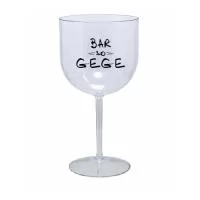 Taça de gin em plástico rígido transparente, com design elegante e haste longa, ideal para servir gin tônica, drinks e coquetéis em festas, bares e eventos.