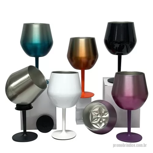 Taça de vinho personalizada - Taça térmica com fundo prismático e base plástica com função 2 em 1. Serve como taça e copo.  Capacidade: 420ml  Cores: Preto / Branco / Inox / Azul / Laranja / Lilás