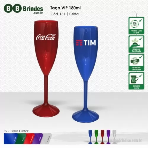 Taça personalizada - Taça VIP Champagne 180mL, alta resistência, reforçada, acabamento impecável, alta transparência