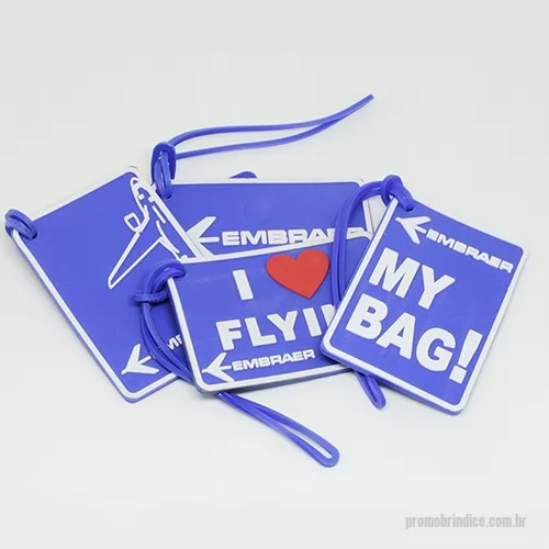 Tag personalizado - Tag Emborrachado, para mala ou mochila, ideal para viagem. Gravação em alto relevo, ou cromia, com a logo do cliente, podendo ser desenvolvido formato específico.