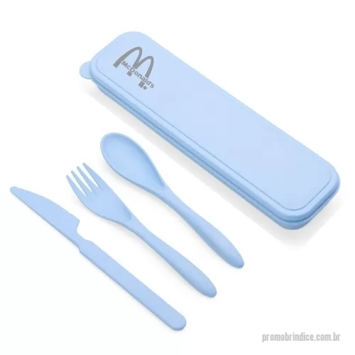 Talher personalizado - Kit para talheres confeccionado em palha de trigo com estojo. Disponível em diversas cores. Gravação da logo a laser no estojo. Um produto sustentável e durável, garantindo a visualização da sua marca por muitos anos