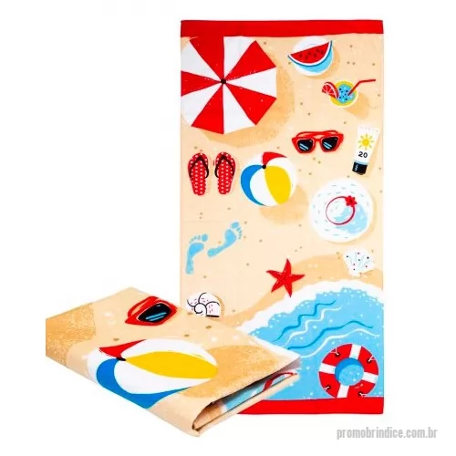 Toalha de praia personalizada - Com toque macio, a toalha de praia sublimada possui área nobre de impressão, sendo 100% personalizada. Com ótimo acabamento ela é resistente e possui grande variedade de cores. Ideal para promover e divulgar sua marca