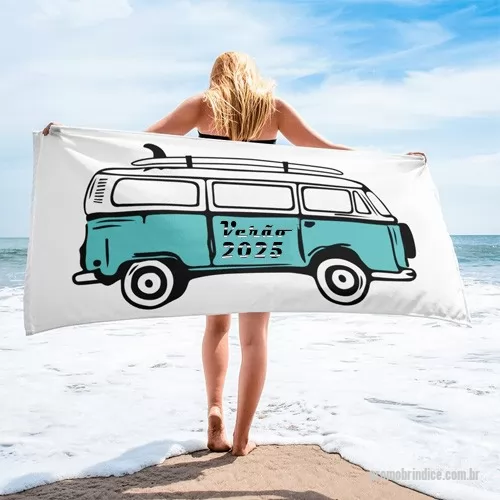 Toalha de praia personalizada - TOALHA DE PRAIA SUBLIMADA DE UM LADO COM BARRA, 60% POLIÉSTER E 40% ALGODÃO