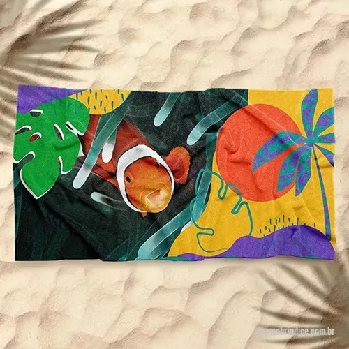 Toalha de praia personalizada - Toalha em Poliéster e Algodão 0,70x1,4mts, sublimada em um dos Lados