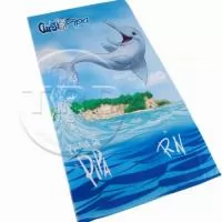 Toalha de praia personalizada com impressão digital em toda a sua área.