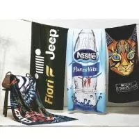 Toalha de Praia Veludo Estampada, 100% algodão, personalização em silkscreen reativo. Disponível  também em tecido Felpudo em diversas dimensões.