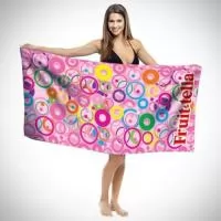 Toalha de praia 70cm x 1.40m, 300 ou 200 gs, sublimada