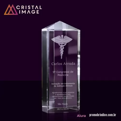 Tombstone personalizado - Prisma_Torre cristal óptico com gravação laser interna 2D ou 3D