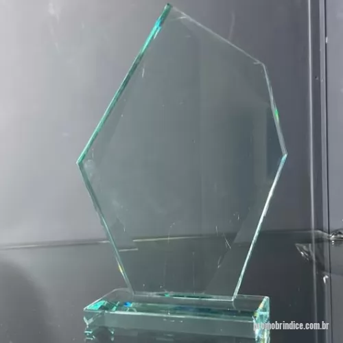 Troféu de cristal ou vidro personalizado - Troféu em vidro incolor 12mm modelado com chanfros