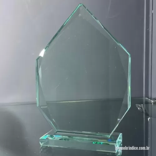 Troféu de cristal ou vidro personalizado - Troféu em vidro incolor de 19mm bisotado chanfrado