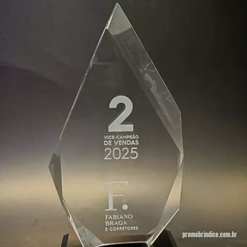 Troféu de cristal ou vidro personalizado - Troféu de cristal com base de cristal preta com gravação a laser interna