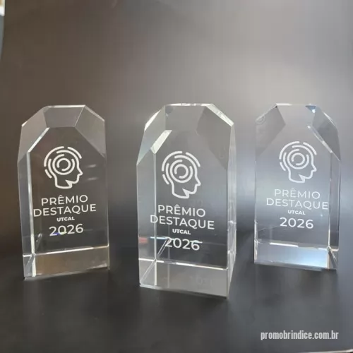 Troféu de cristal ou vidro personalizado - Troféu de cristal personalizado com gravação externa