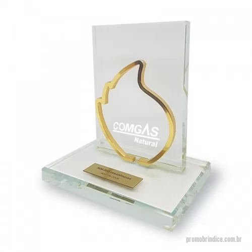 Troféu personalizado - Troféu de acrílico  COMGAS  - Troféu de acrílico, logo em latão, recorte especial com banho de ouro, placa com dados variáveis