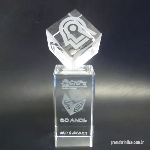 Troféu personalizado - Troféu de cristal. Temos diversas medidas e formatos de cristais com gravação a laser interna.