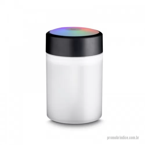 Umidificador de ar personalizado - Umidificador de ar com LED colorido, possui reservatório de água com capacidade de 325ml, dois níveis de névoa, continua e com oscilação. Acompanha filtro de algodão e cabo USB.