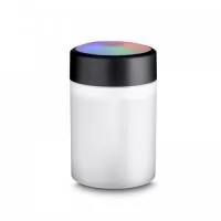 Umidificador de ar com LED colorido, possui reservatório de água com capacidade de 325ml, dois níveis de névoa, continua e com oscilação. Acompanha filtro de algodão e cabo USB.