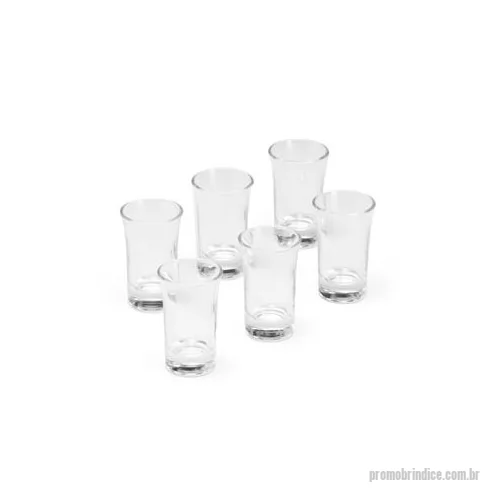Vidro personalizado - Kit com seis copos de vidro com capacidade máxima de 50 ml cada. Altura : 7,3 cm Largura : 4,4 cm Circunferência : 13 cm Peso aproximado g : 521