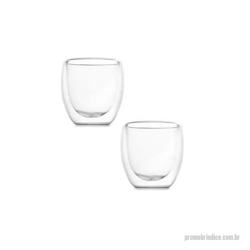 Vidro personalizado - Conjunto com 2 copos de vidro borossilicato com parede dupla e capacidade de até 180ml. Dimensão Produto: 8,3xø6,7 cm Peso do Produto: 0,104 kg