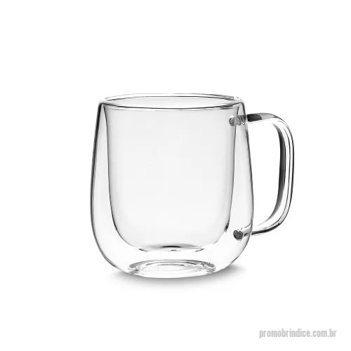 Xícara personalizada - Caneca de vidro borossilicato com parede dupla, com capacidade de até 250ml.